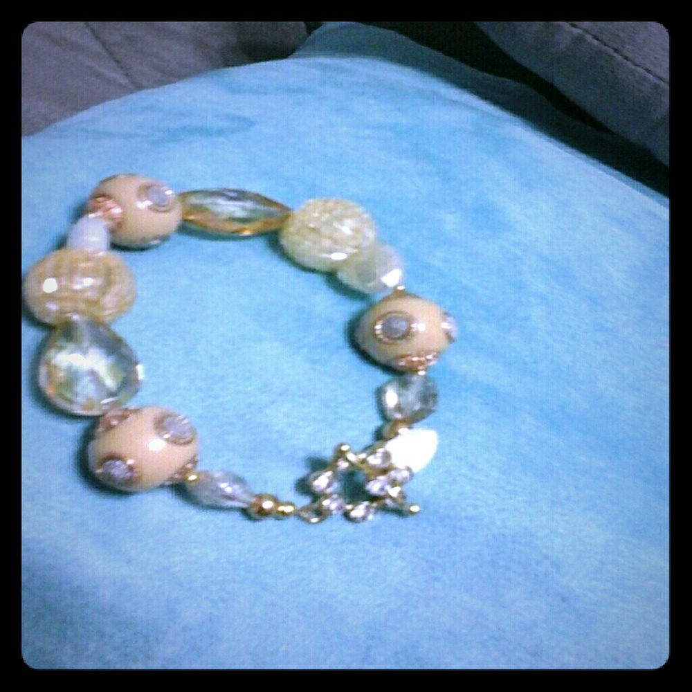 Ladies Bracelet  Dreamy Tan & Creams with GOLD